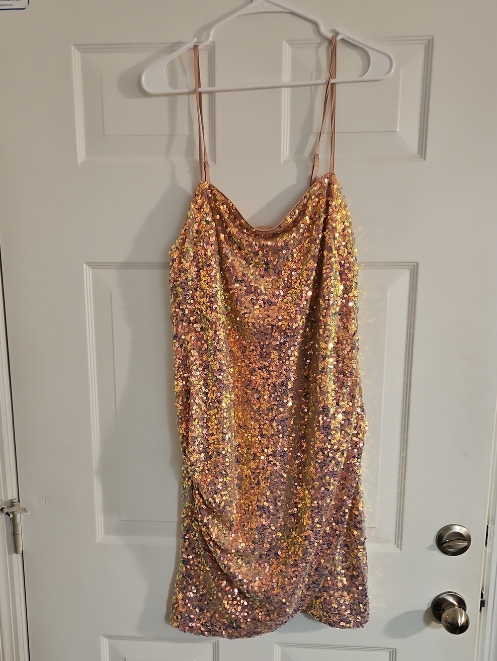 Forever 21 Rose Gold Sequin Slip Mini Dress (XXL)